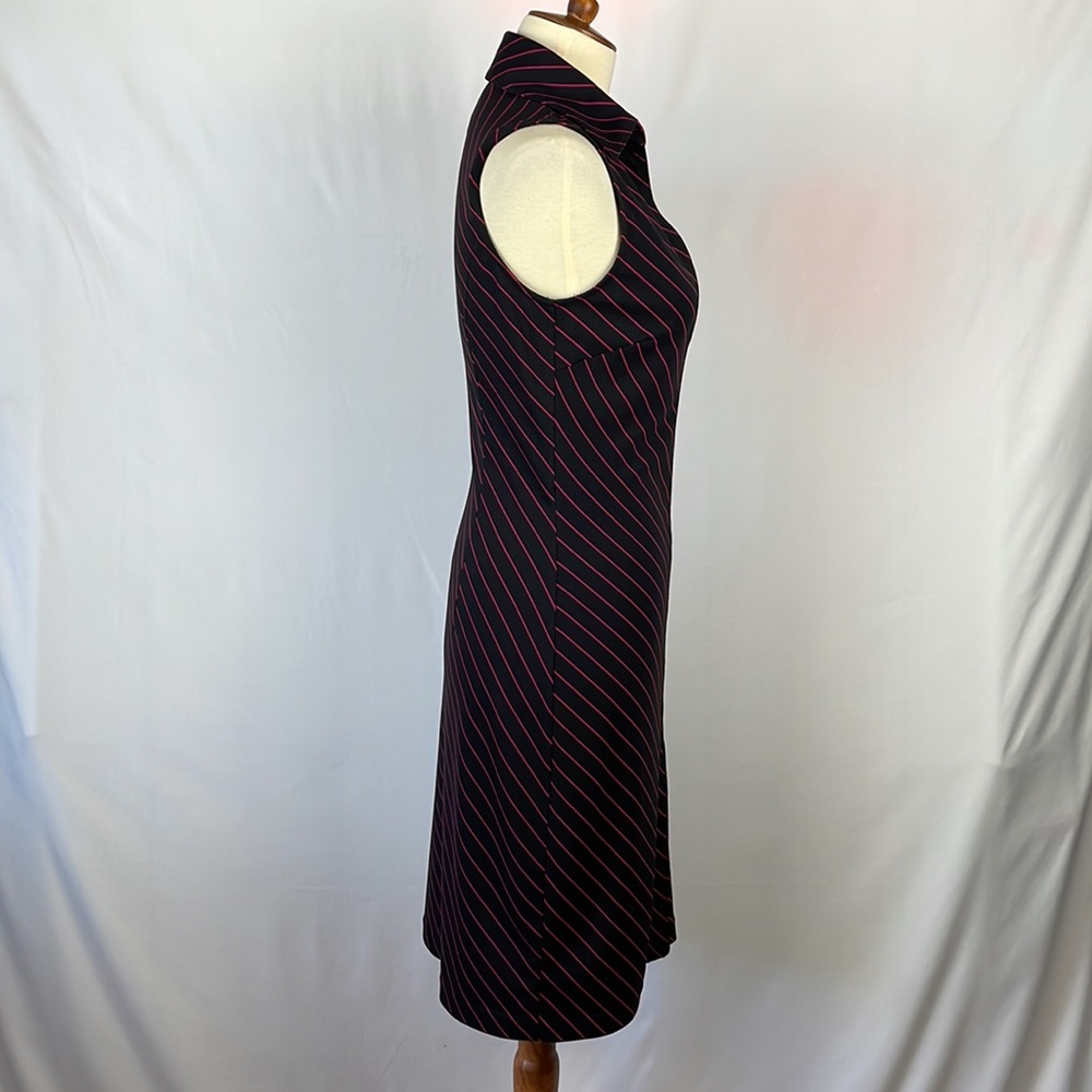 Express Black and Magenta Diagonal Striped Sleeveless Dress - Size 1/2 Juniors - Picture 9 of 12